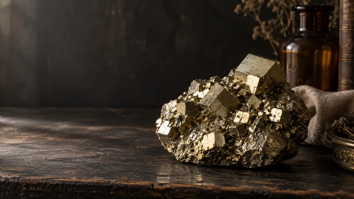 Pyrite crystal — photograph of the stone