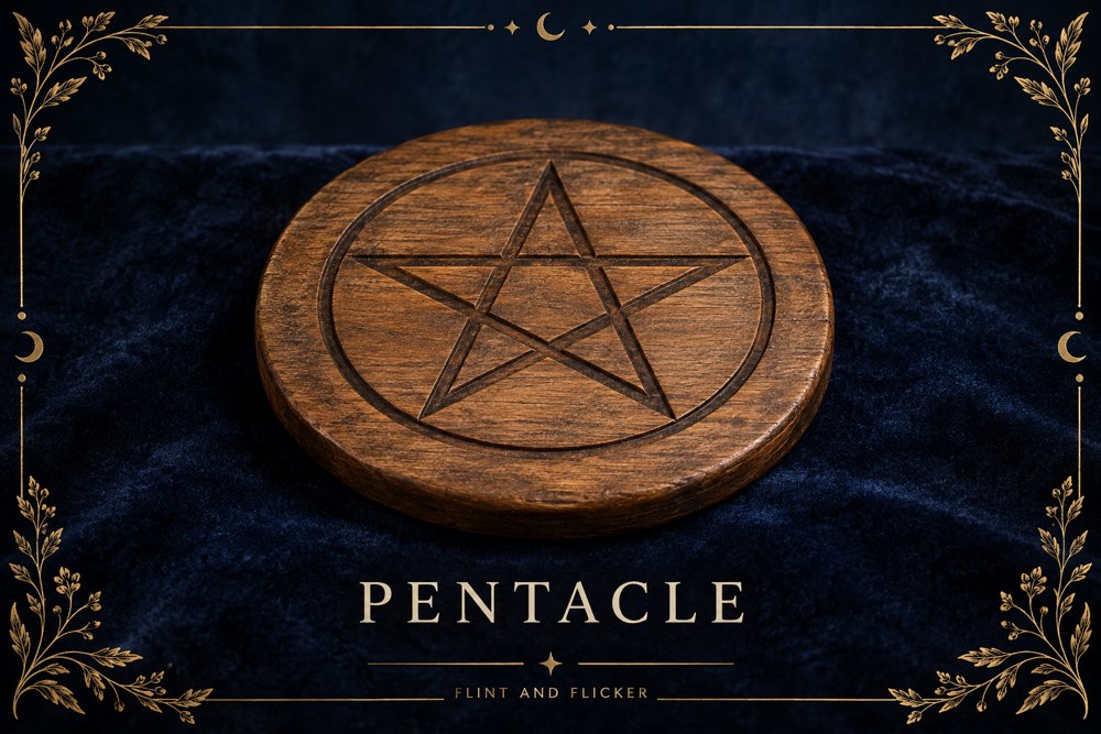 Wooden pentacle altar tile